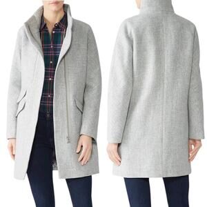 J. Crew Cocoon Coat in Italian Stadium Cloth Wool Blend Gray Size 2